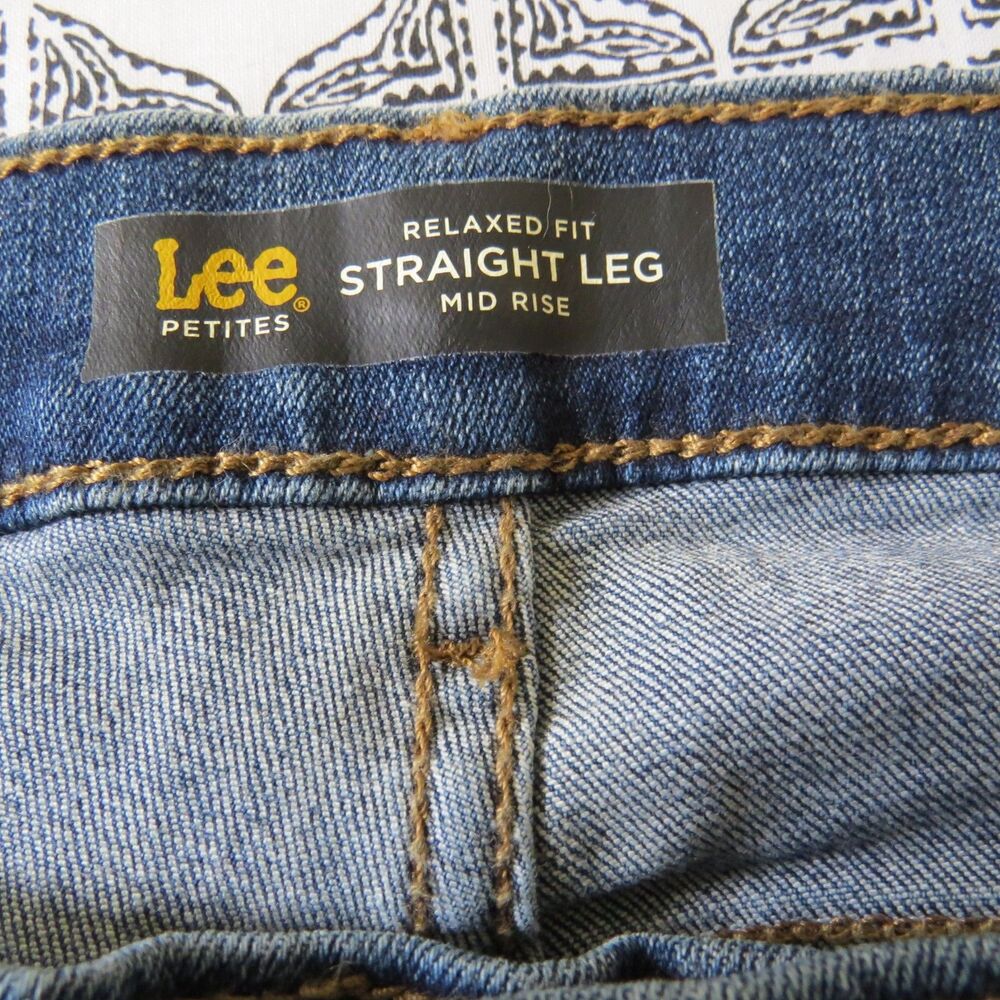 Lee Petites Relaxed Straight Leg Mid Rise Jeans 14P EUC - Picture 7 of 12